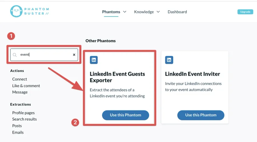 how to extract linkedin event attendees