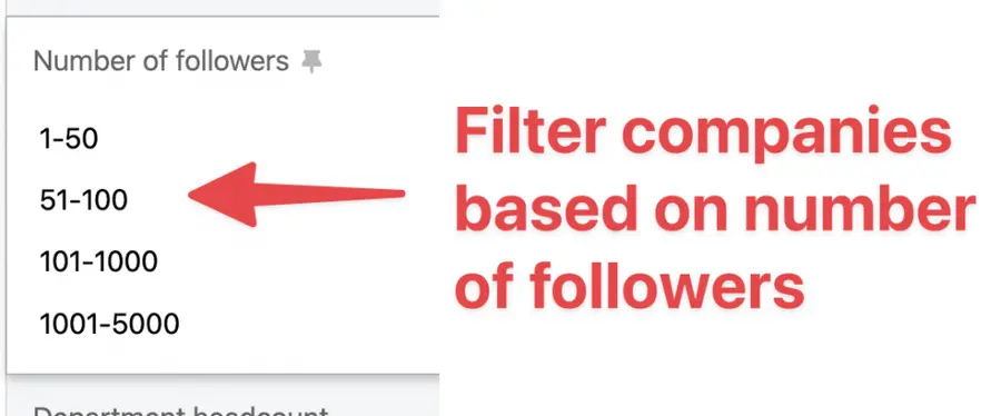 followers sales navigator filters