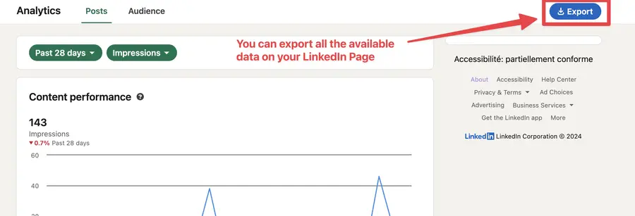 download linkedin page data into excel