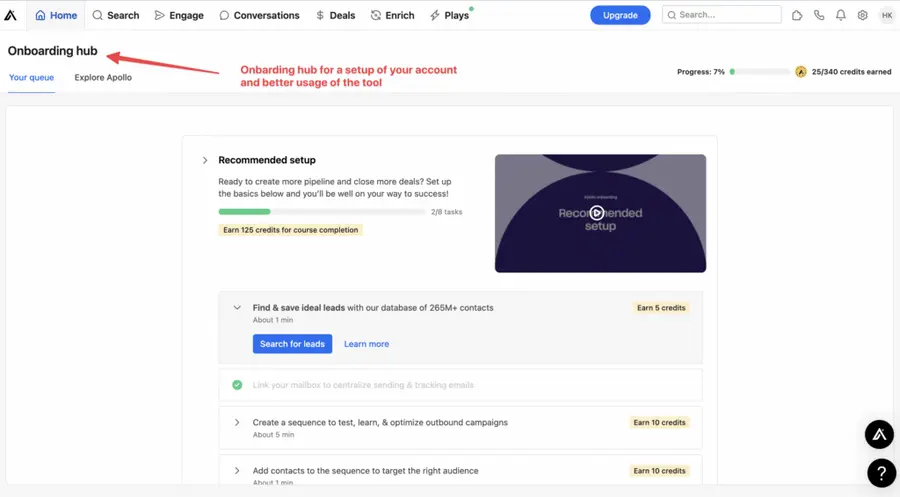 apollo io offers onboarding hub for new users