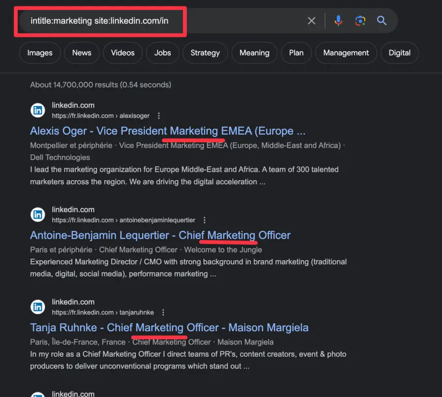 linkedin google advanced search title
