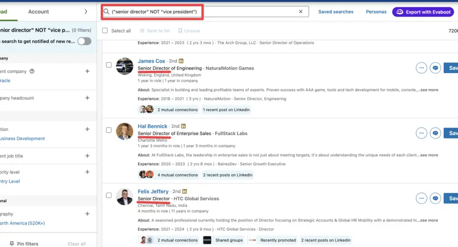 boolean search on linkedin sales navigator