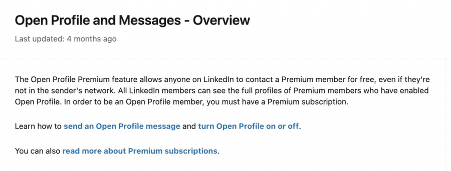 linkedin open profile