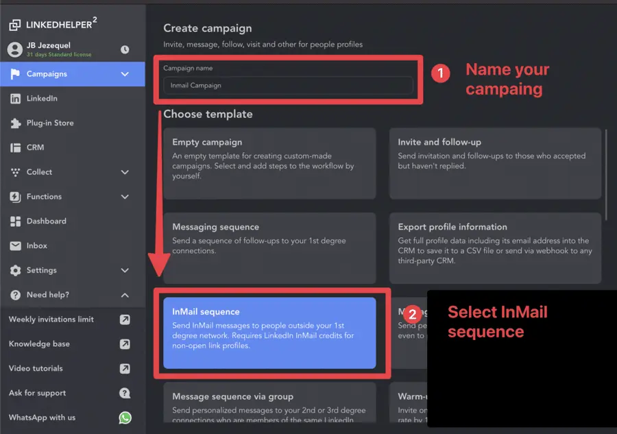 create inmail campaign