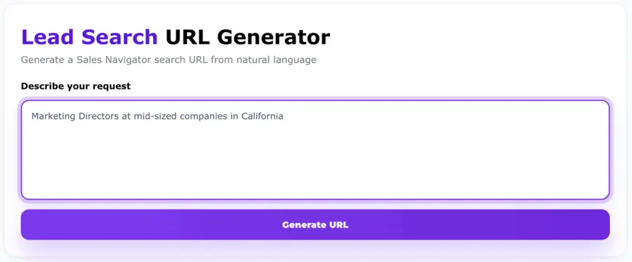 sales navigator url generator for lead sales