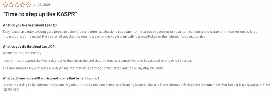 Leadiq review by a client
