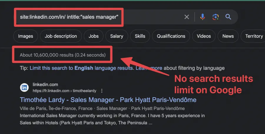 no search limit linkedin ray search