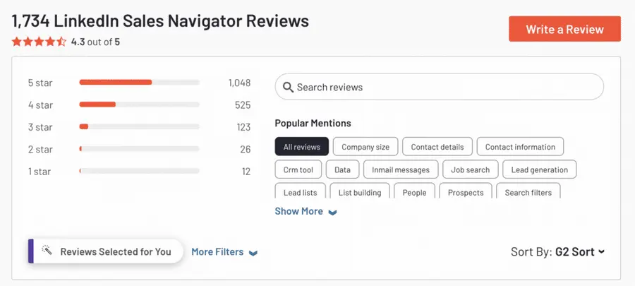 G2 sales navigator reviews