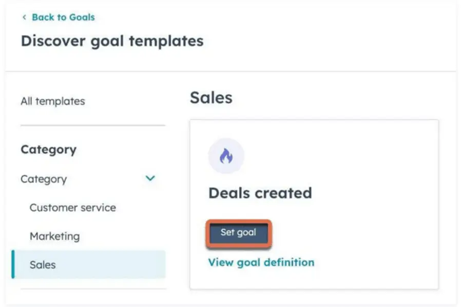 Goal template example