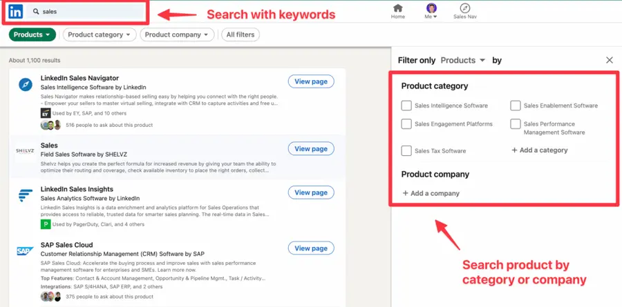 advanced linkedin search products
