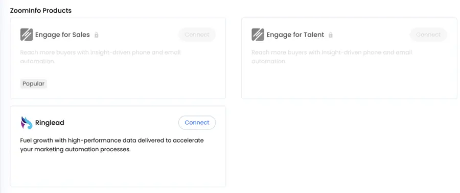 zoominfo products integrations