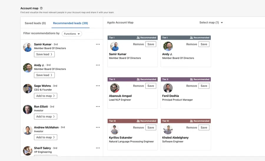 mappa dell'account linkedin