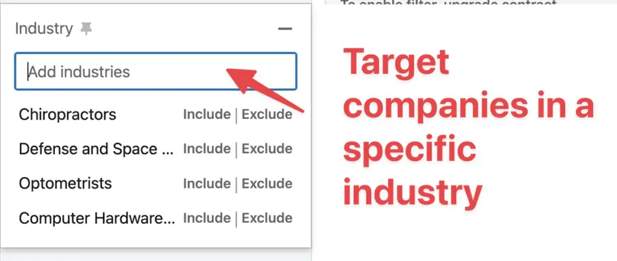 company industry search filter