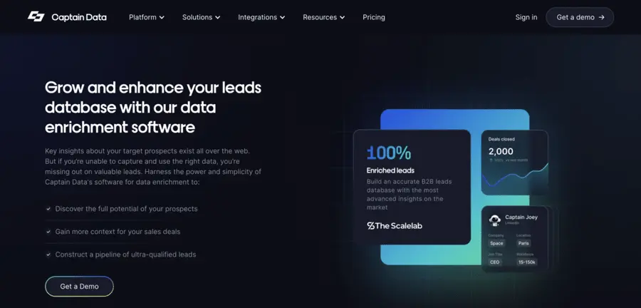 captain data data enrichment tool to grow and enhance lead data