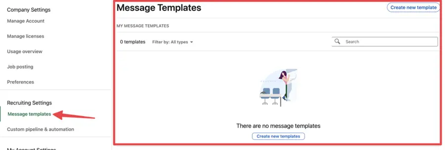 create a message template on linkedin recruiter