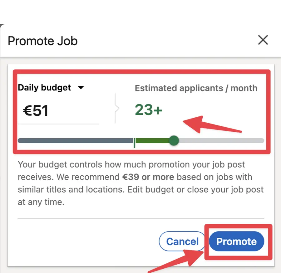 choose daily budget for your job post