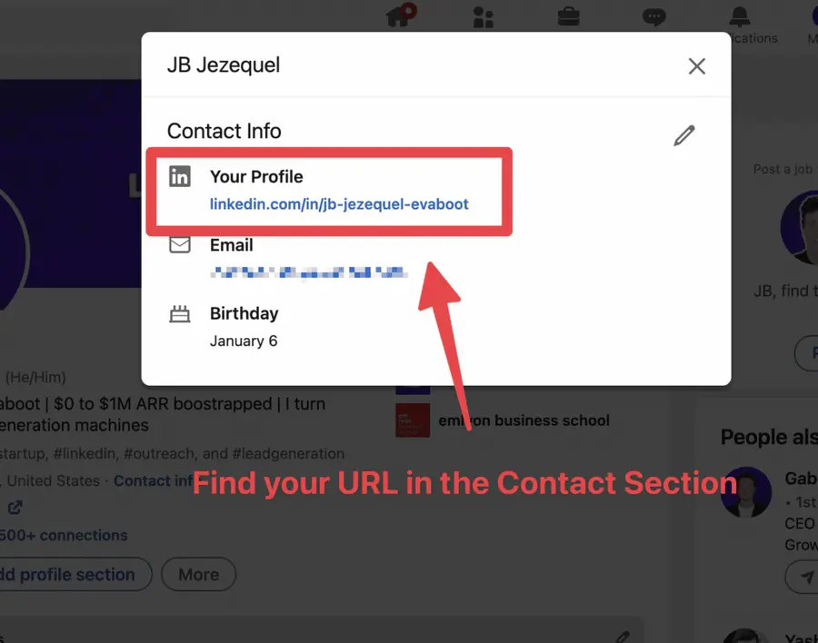 find linkedin url