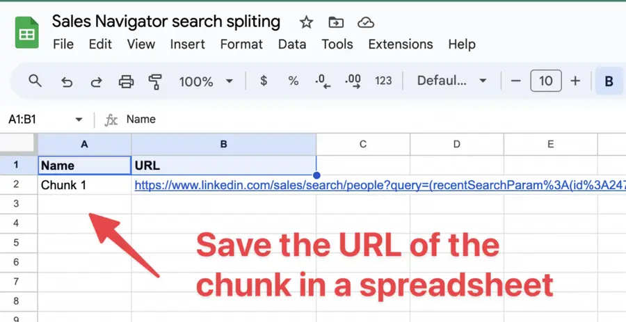 sauvegarder url segment sales navigator