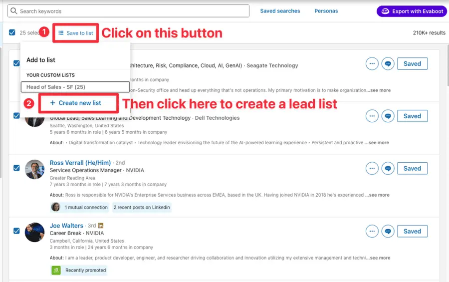 create new list sales navigator