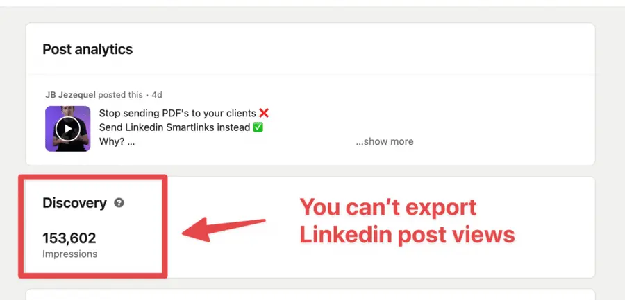 can you export linkedin post views