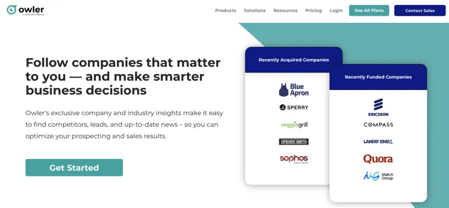 owler sales prospecting tool that provides with exclusive company and industry insights