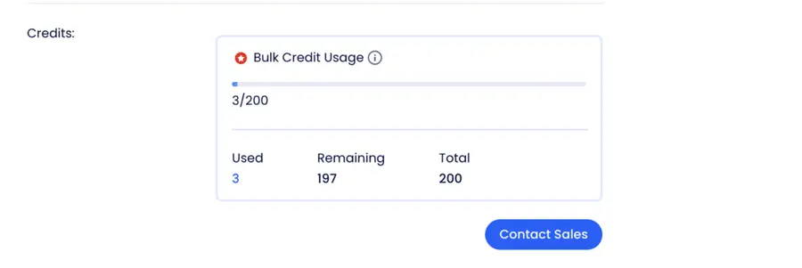 zoominfo bulk credit usage remaining credits