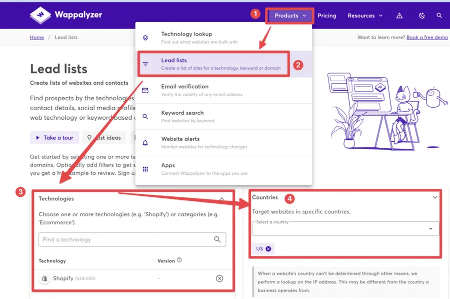 find technologies website with wappalyzer