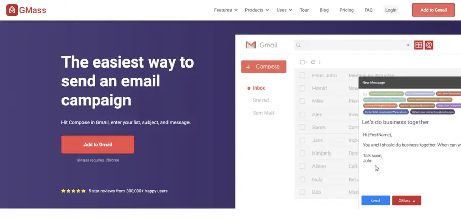 gmass email outreach tool to send email campaigns on Gmail