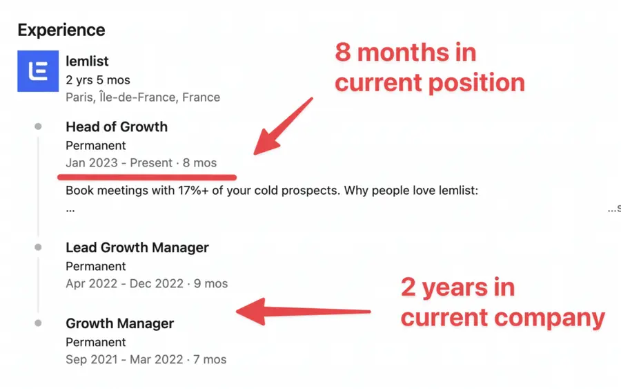 year in current position filter sales navigator