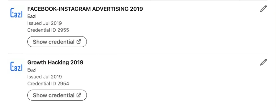 show credentials linkedin