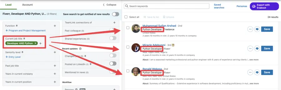 boolean search on sales navigator