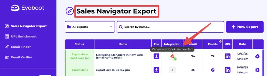 sales navigator zapier webhook