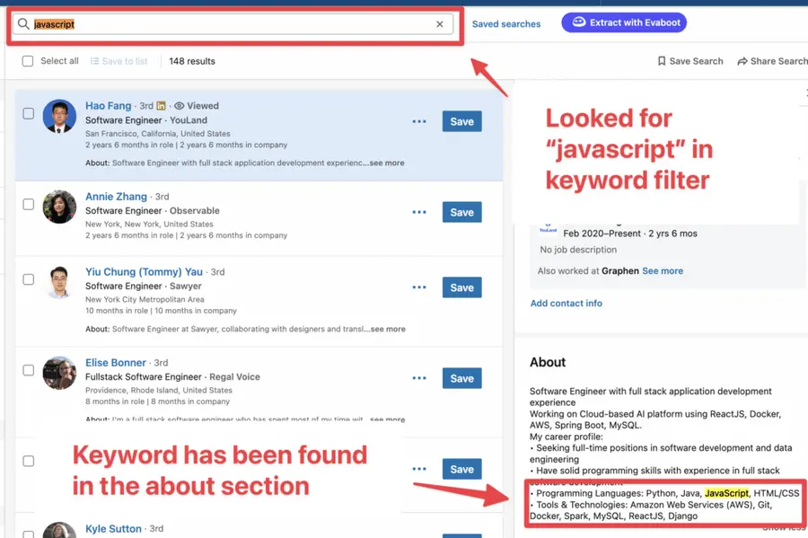 use keyword filter to find skills sales navigator