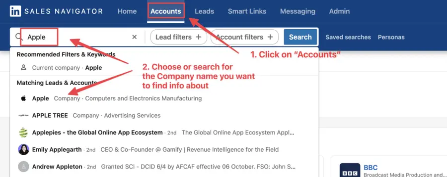 use search filters on sales navigator