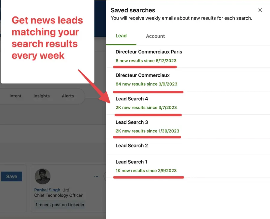 saved searches linkedin sales navigator