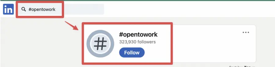 follow a hashtag on linkedin