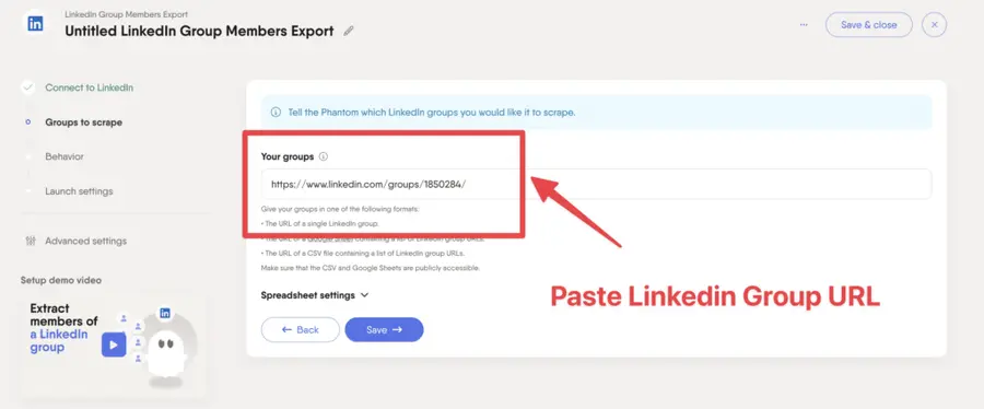 paste linkedin group url