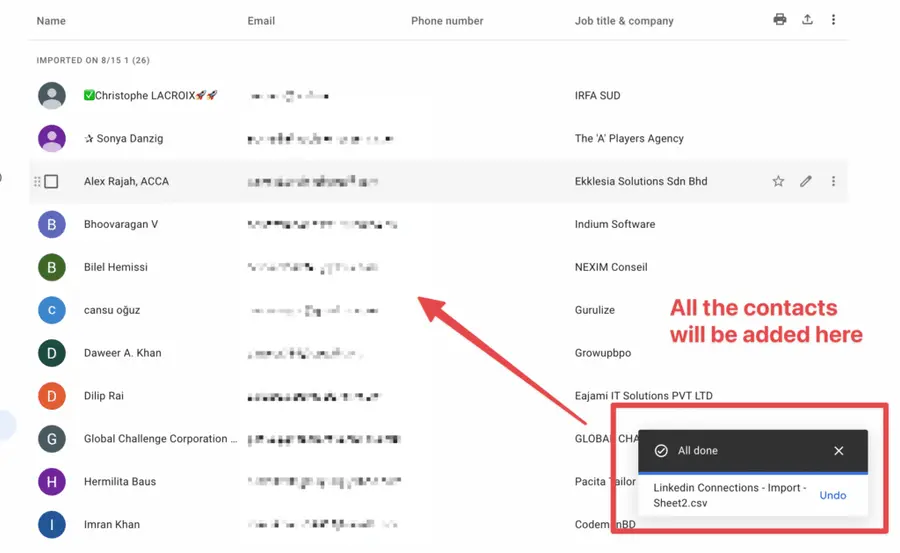 linkedin contact import to gmail