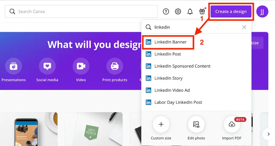 create linkedin banner canva