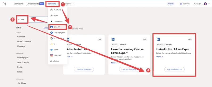 export likers from linkedin post