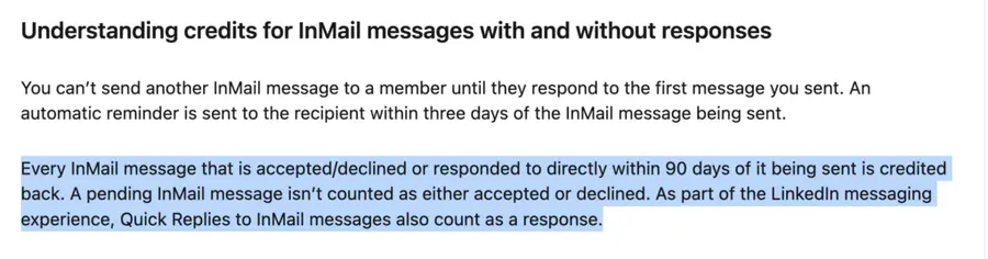 linkedin inmail refund policy