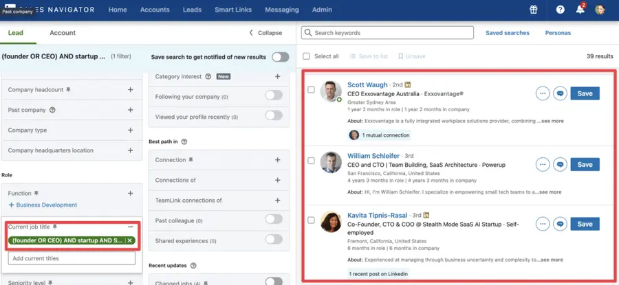 recherche booléenne sur LinkedIn Sales Navigator