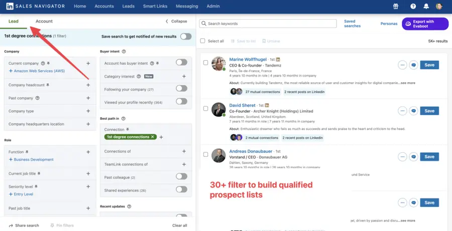 prospecting lists sales navigator