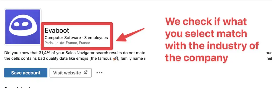 how evaboot solve the industry filtering problem on sales navigator 