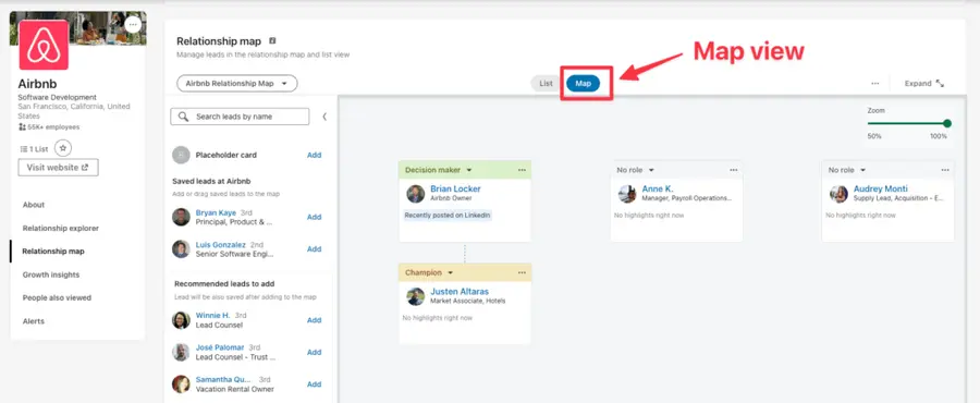 map view sales navigator