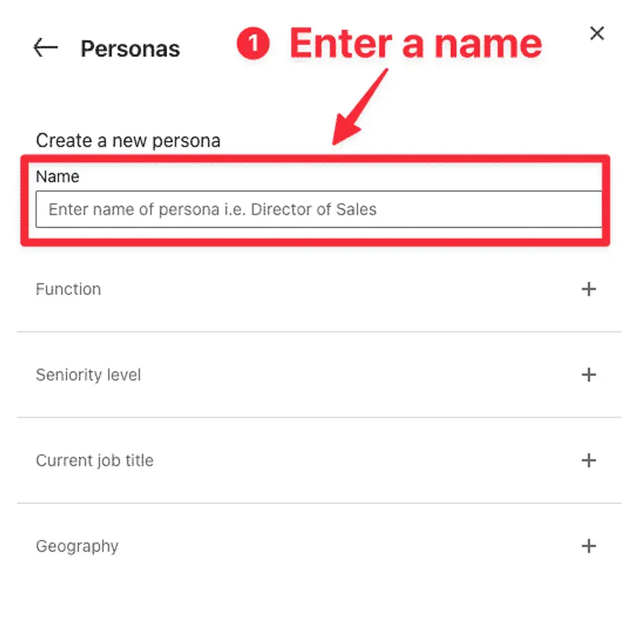 enter name of persona sales navigator