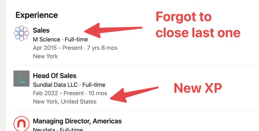 people who forget to update their job experience