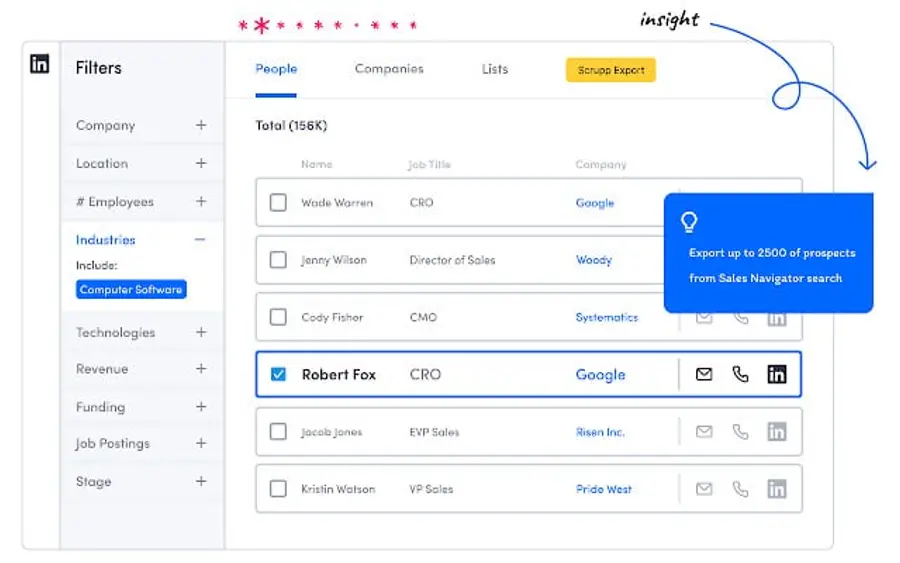 scrupp linkedin scraper features