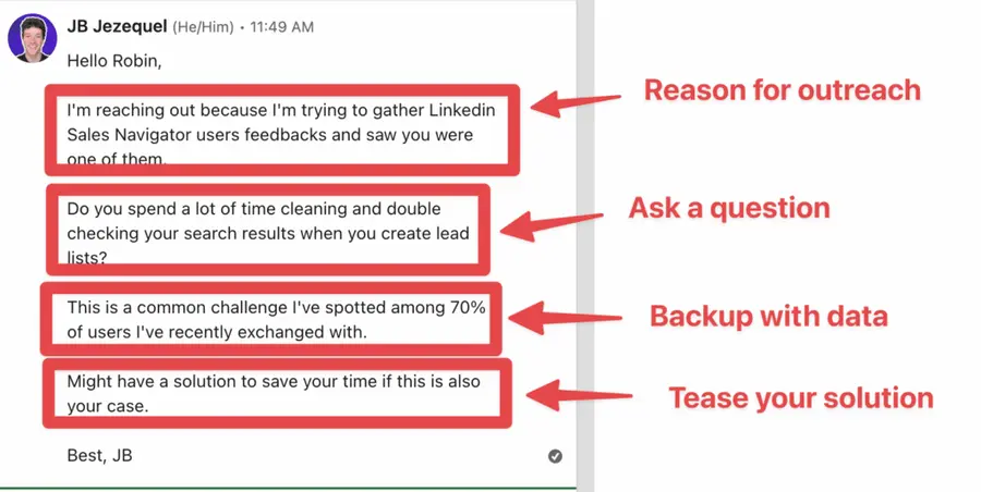 linkedin prospecting message example