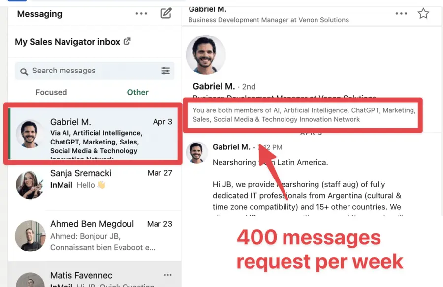 Limit für LinkedIn-Nachrichtenanfragen